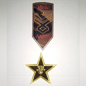 NEW 2pcs. "Miss Army" Emblems Logos Patches. Embroidered. Sew-on Iron-On Glue-On